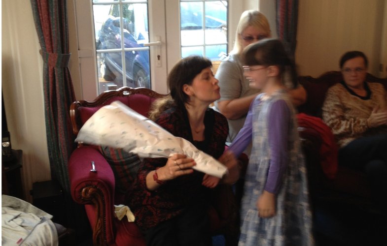 Caroline Cox thanks Millie for the flowers.