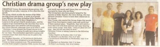 Bexhill Observer - Lazarus - Announcement - 20100702 Bexhill Observer - Lazarus - Announcement - 20100702